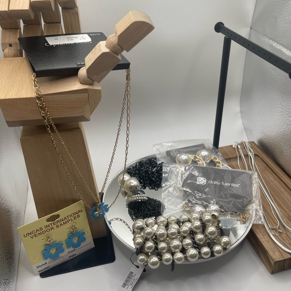 Chico's Gold and Blue Floral Necklace